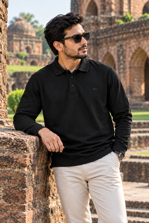 Black Full Sleeve Polo